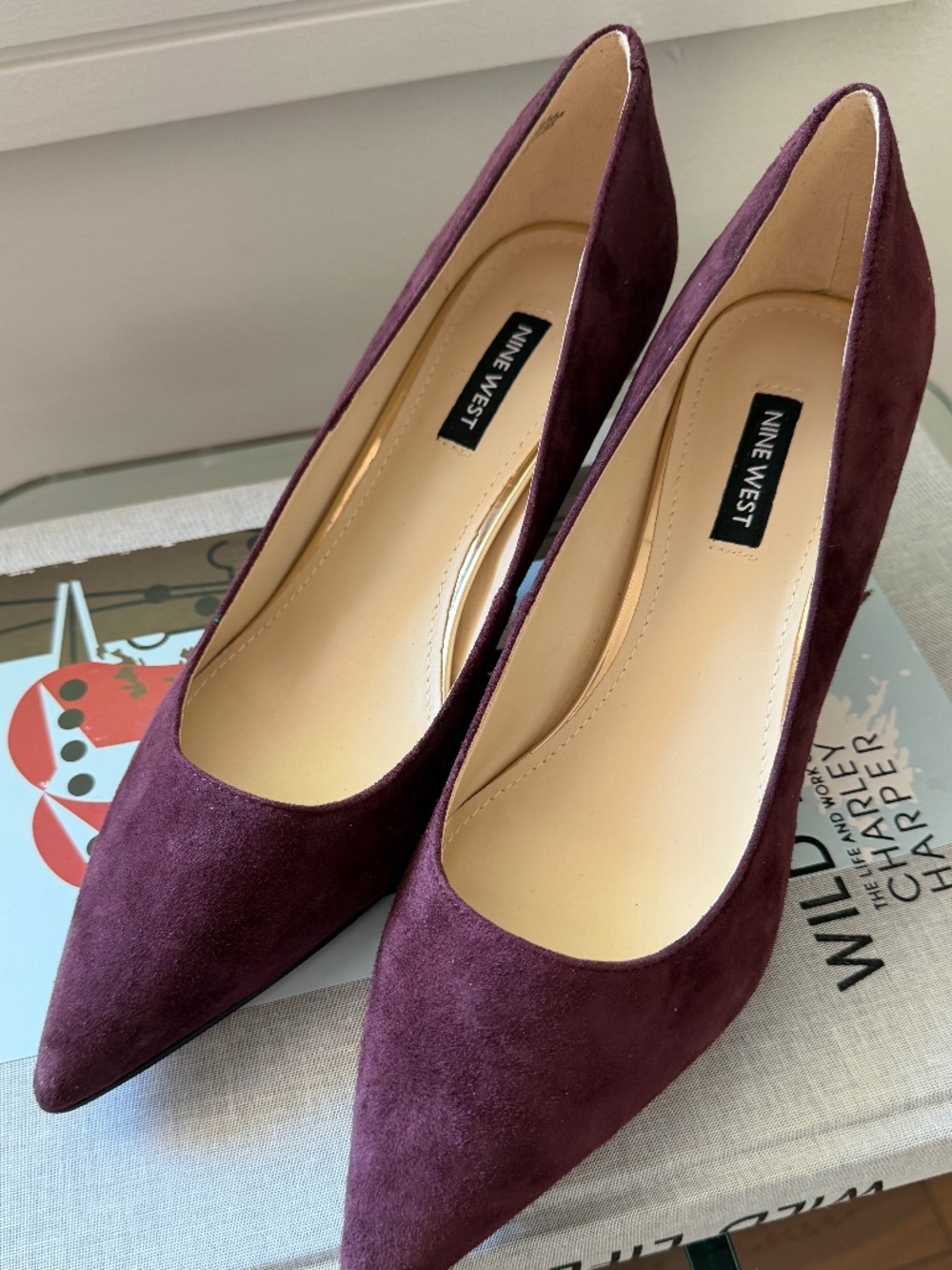 Nine West Burgundy Suede Pointed Toe Pumps | 2” Kitten Heel | Size 8.5